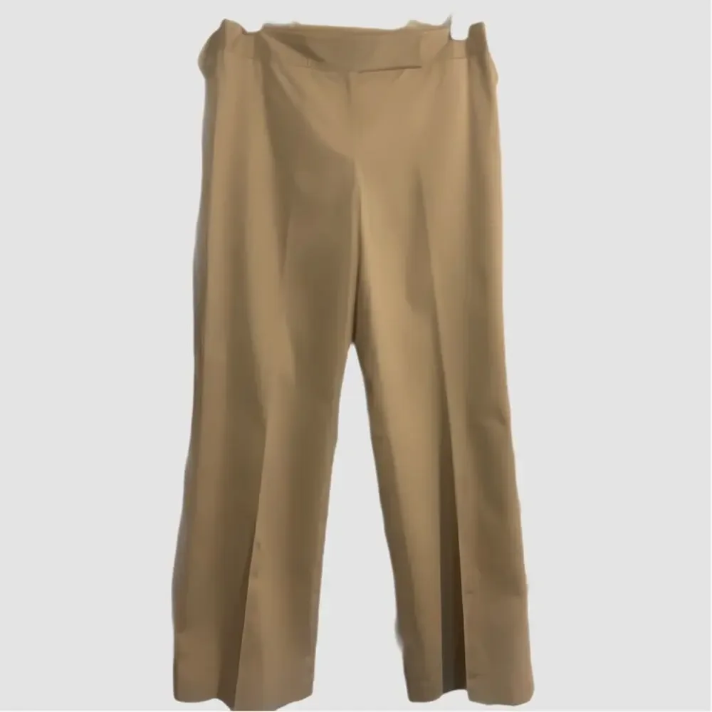 Ann Taylor Signature‎ Fit Tan w/ White  Pinstripe Wide Leg Trousers Lined Size 4 - Picture 5 of 9